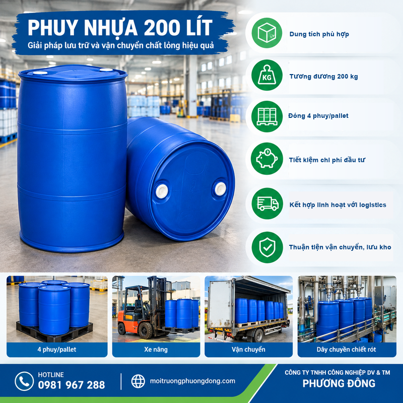 Phuy nhựa 200 lít giải pháp cho nhà máy