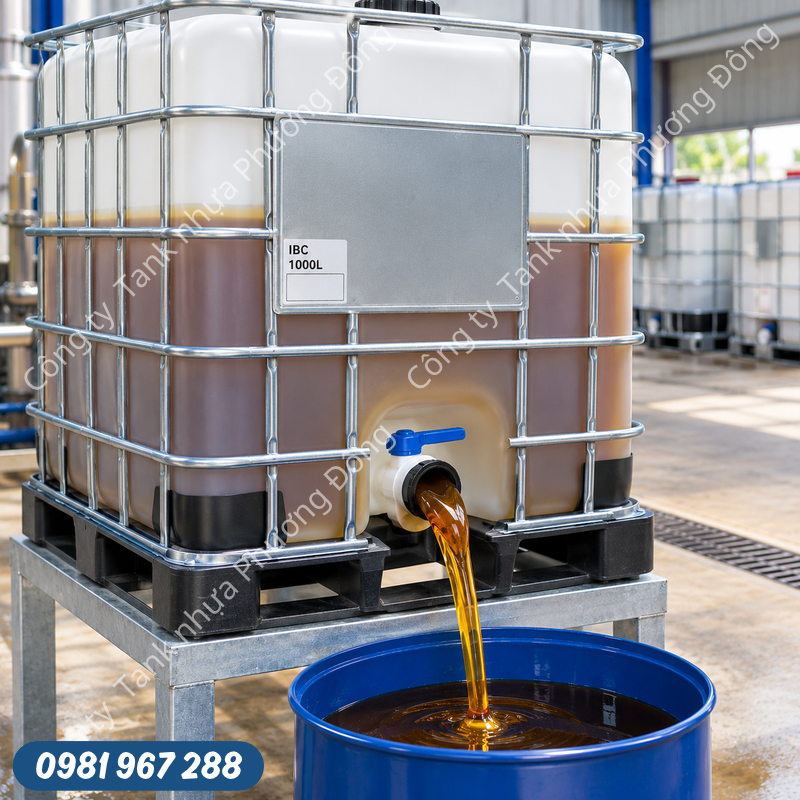 tank nhựa 1000L chiết rót dầu