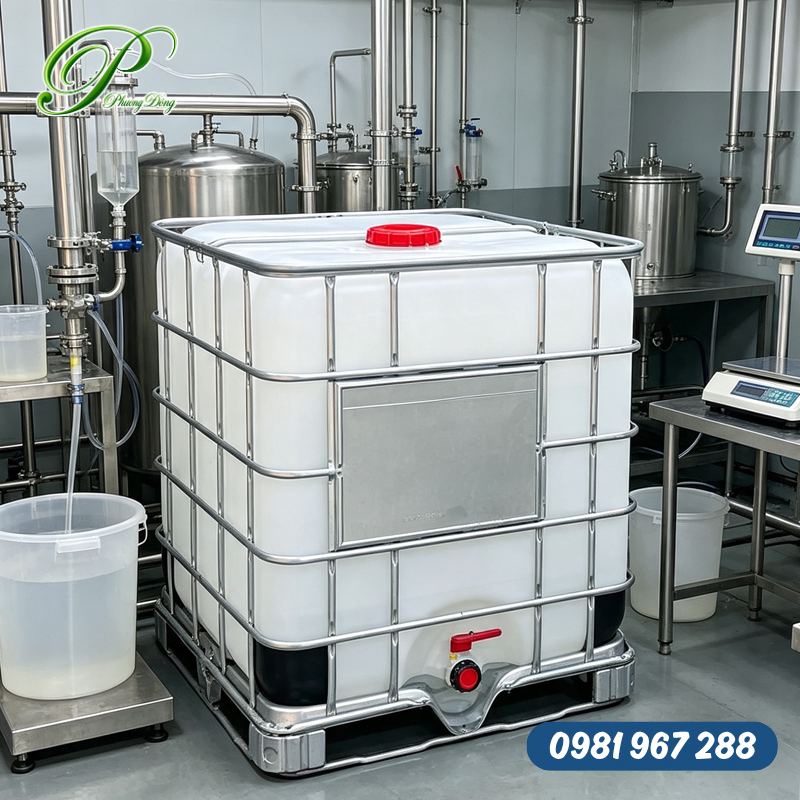 thùng ibc 1000 lít chuyên dụng trong sản xuất thực phẩm