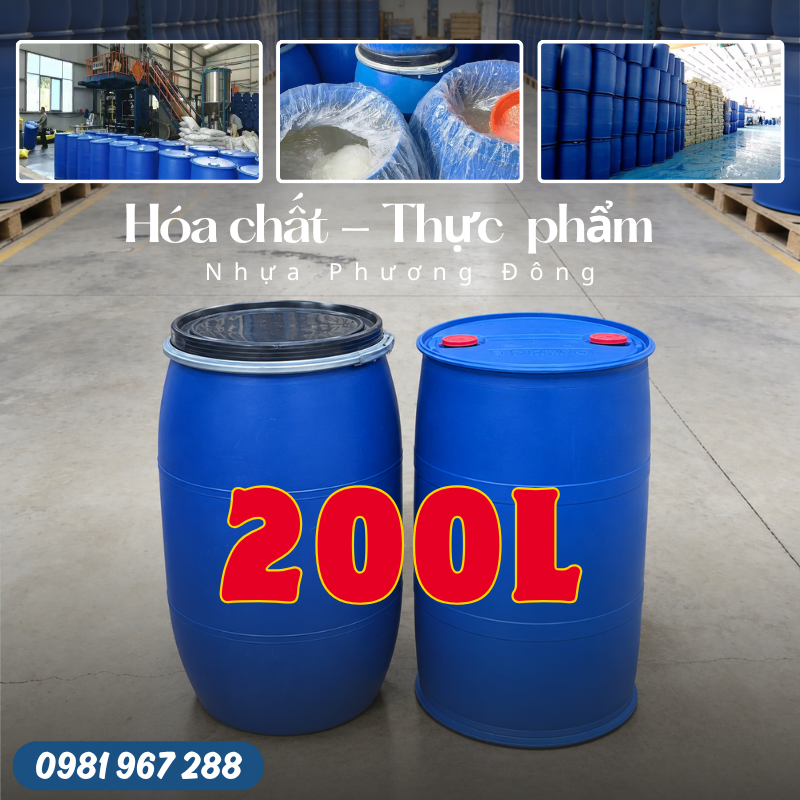 Ứng dụng thùng phuy 200 lít đựng hóa chất - thực phẩm