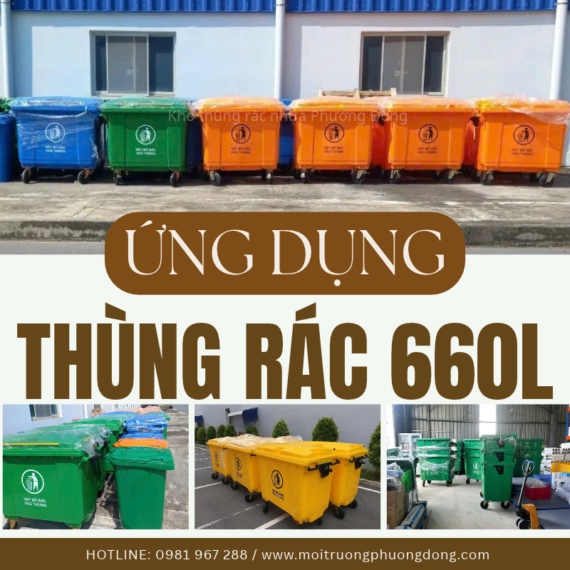 Sử dụng thùng rác nhựa 660L xe gom rác giá rẻ