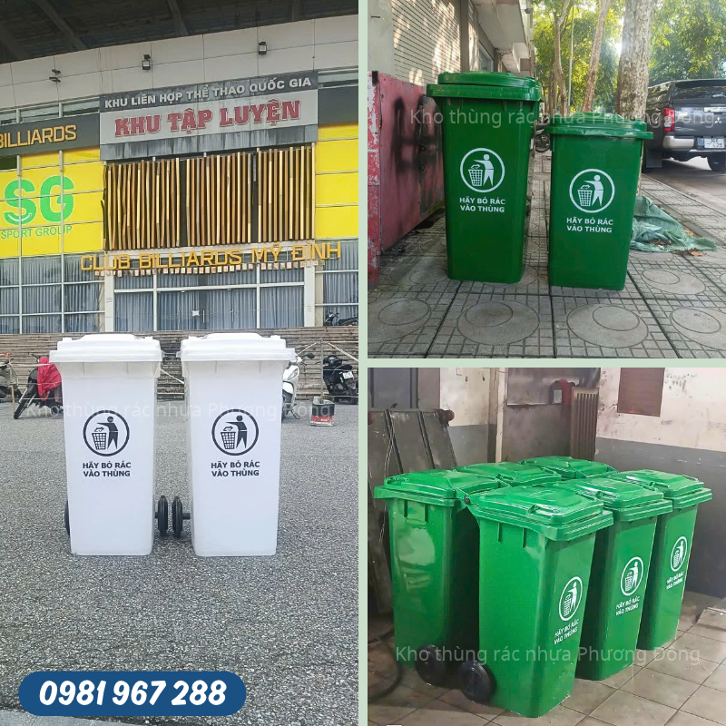 Bố trí thùng rác 120 lít HDPE nơi công cộng