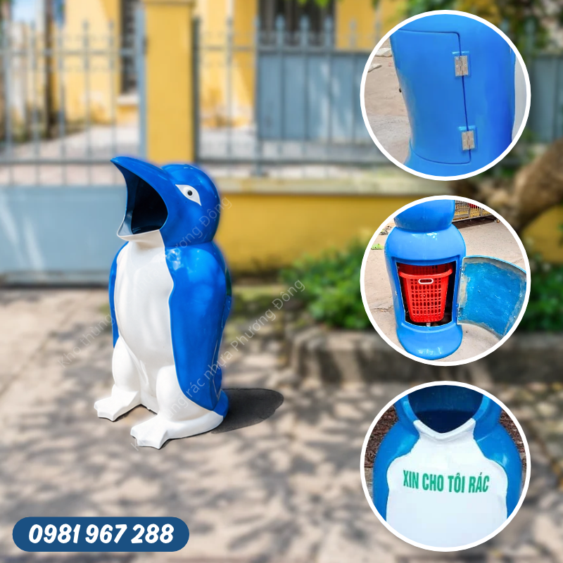Cấu tạo thiết kế thùng rác cánh cụt cho tôi rác composite