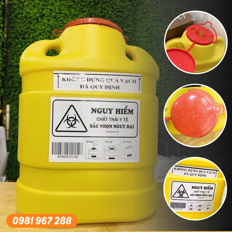 Hộp đựng bơm kim tiêm nhựa 6,8 lít màu vàng