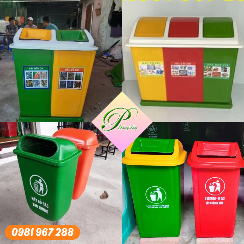 Các mẫu thùng rác phân loại nhựa compoisite ngoài trời