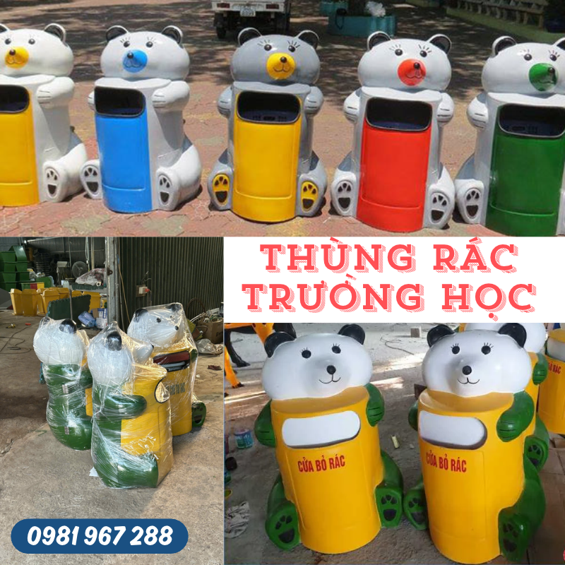 Sản xuất thùng rác hình thú composite theo yêu cầu
