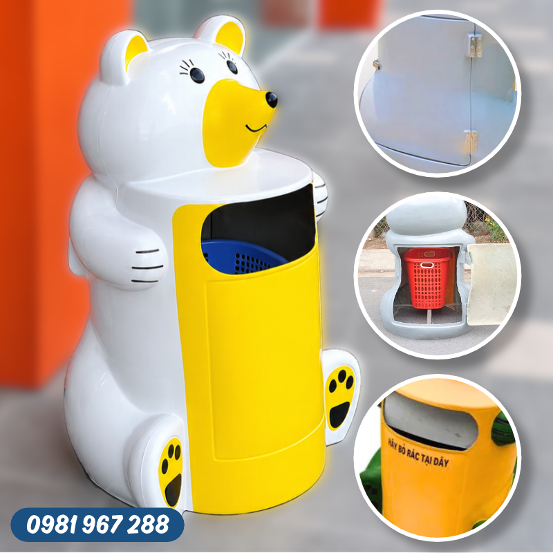 Thiết kế tiện lợi của thùng rác chuột túi nơi công viên