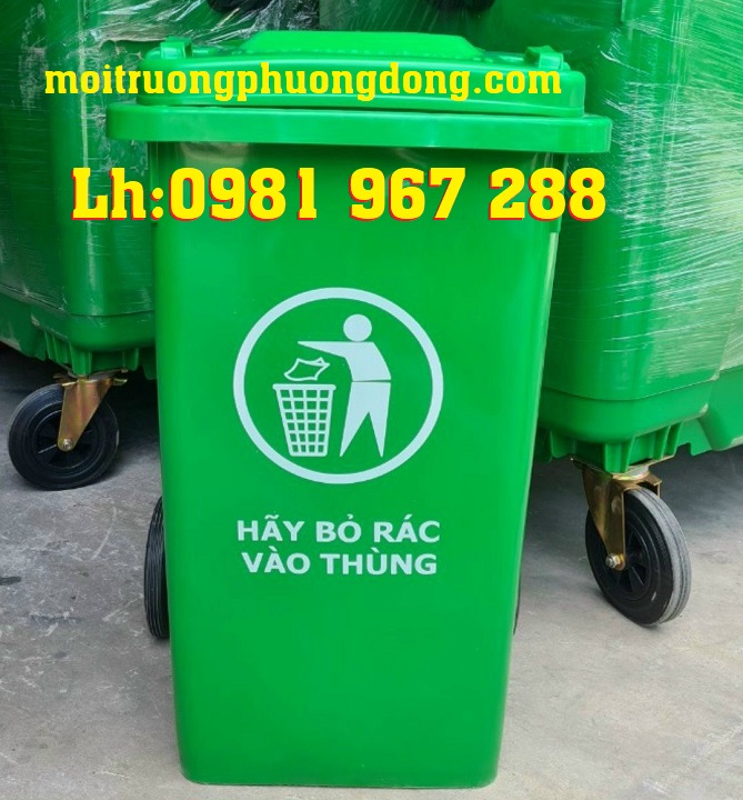 Thùng rác 120 l màu xanh 1