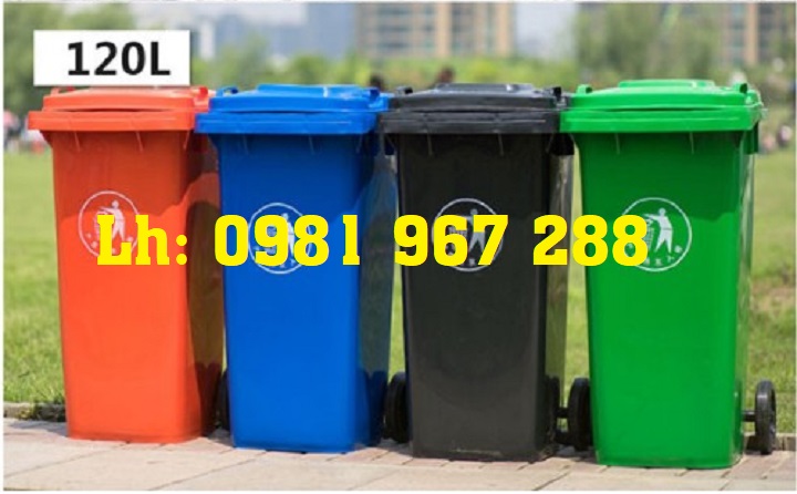 Thùng rác 120 l màu xanh