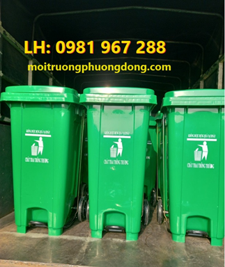 Thùng rác nhựa 120L đạp chân 