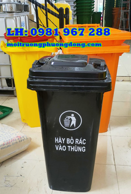 Thùng rác 120L màu đen đựng chất thải nguy hại