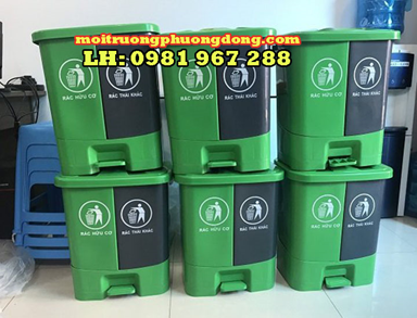 Thùng rác 2 ngăn đạp chân 40L
