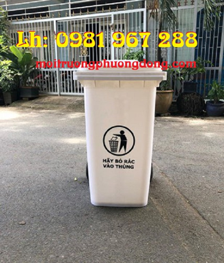 Thùng rác nhựa 240 lít màu trắng y tế