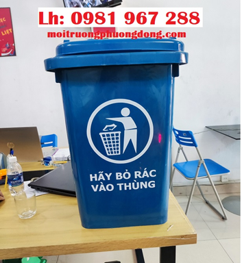 Thùng rác  nhựa 60L màu xanh dương 