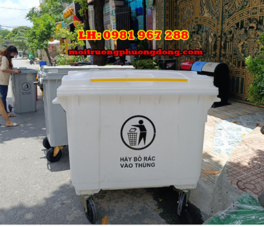 Thùng rác nhựa màu trắng 660 L