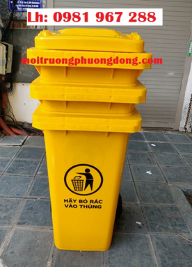 Thùng rác nhựa 240L màu vàng