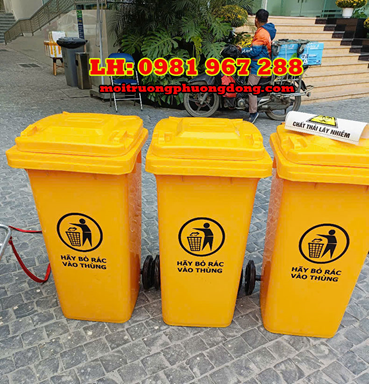 Công dụng và ưu điểm  của thùng rác nhựa 120 Lít màu vàng