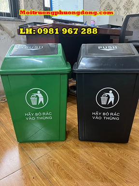 Thùng rác nắp lật 40l màu đen