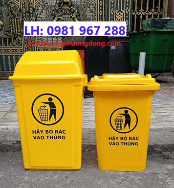 Thùng rác nhựa 60L màu vàng