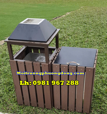 Thùng rác và thùng cát nan nhựa giả gỗ 