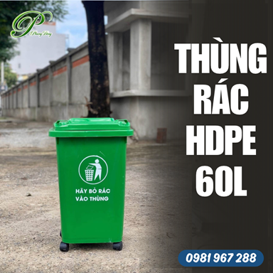 Thùng rác nhựa 60L HDPE nắp kín