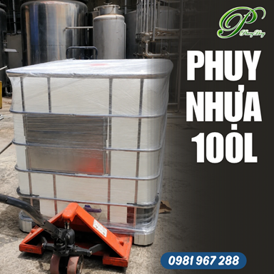 Phuy nhựa 1000 lít hóa chất có khung thép
