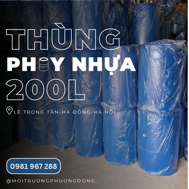 Phuy nhựa 200 lít kín nắp nhỏ